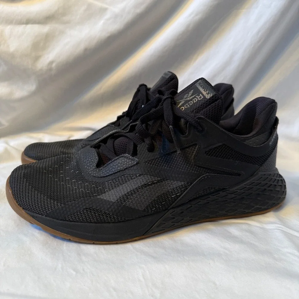 Reebok Nano X Mens 9.5 Training Shoes Black Gum CrossFit Sneakers FV6672